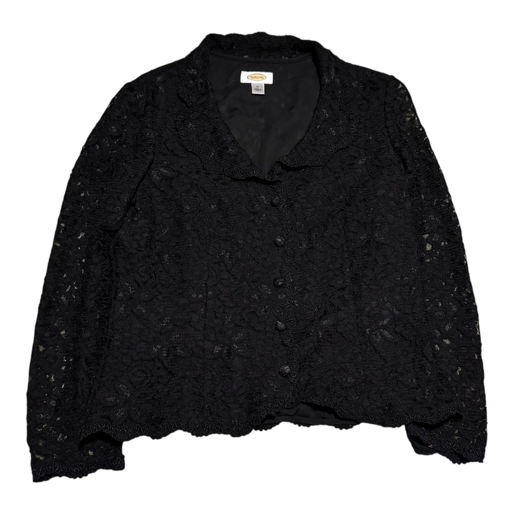 Talbots Nylon Polyester Black Lace Patterned Jacket Women's 12